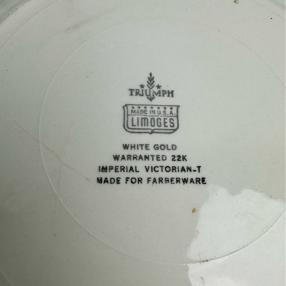 Triumph | Vintage White Gold & Ceramic Serving Platter w/ Floral Pattern - Picture 8 of 8